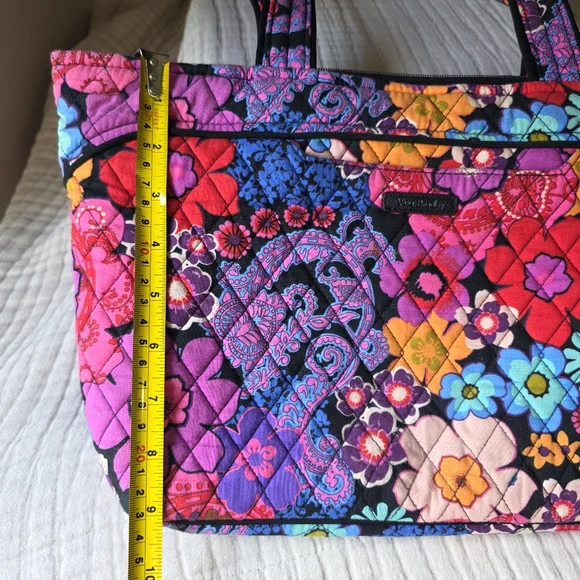 Vera Bradley Lg Colorful Floral Tote Bag Colorful Boho Cotton Purse - Picture 2 of 4